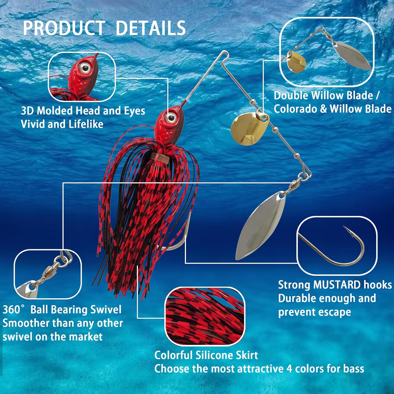 Eupheng Spinner Bait Spoon Wir - đánh giá và giá Fishing Lure Buzzbait