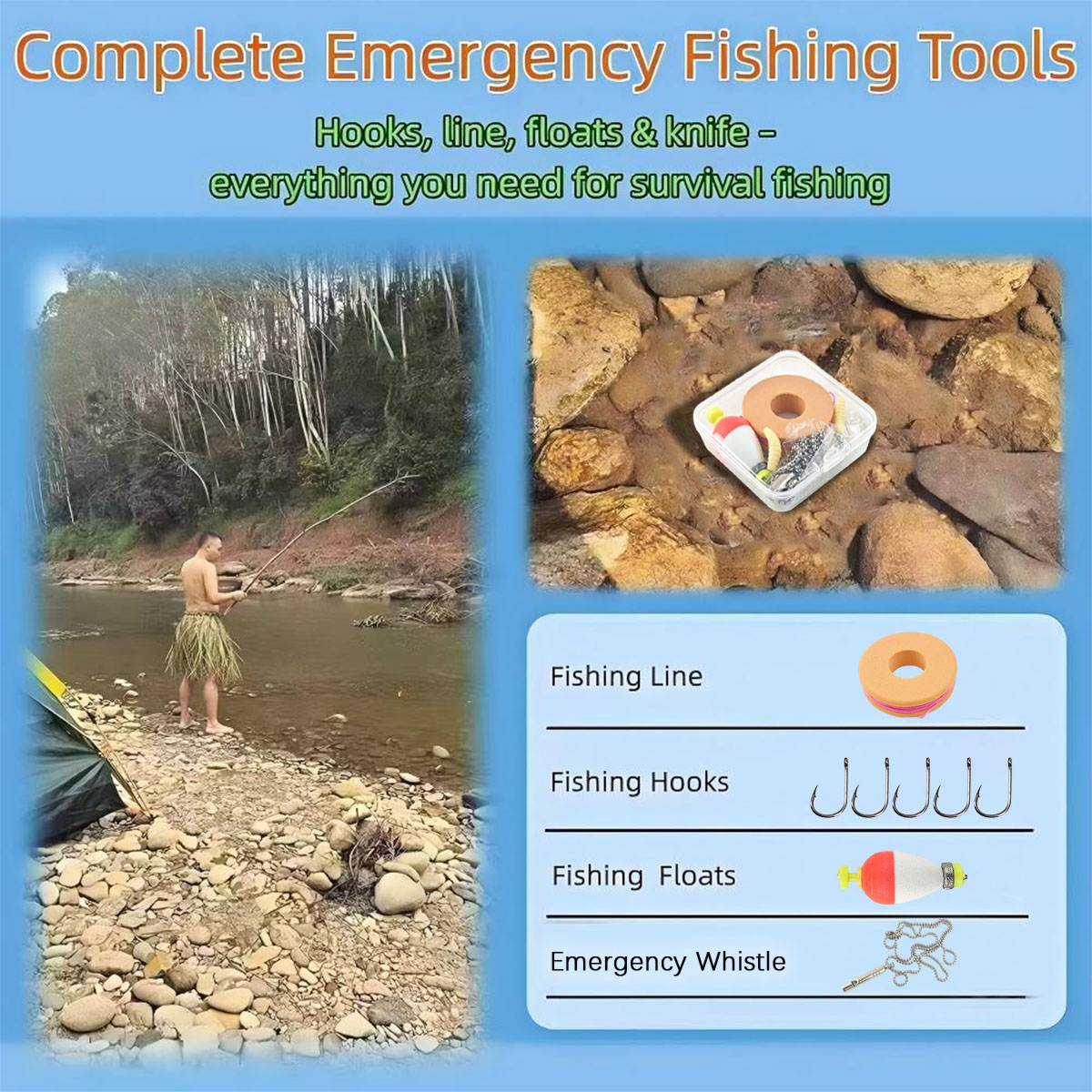 Portable Emergency Fishing Gea - đánh giá và giá Fishing Lure Kit